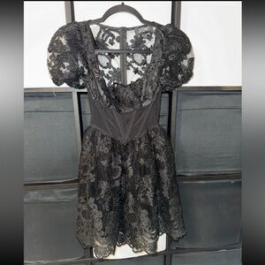 Dolls Kill Widow Black Lace Dress with Built in Corset, sheer, Super cute